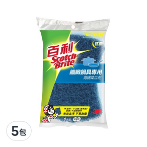 3M 海綿菜瓜布 細緻鍋具好握型 藍色, 5包