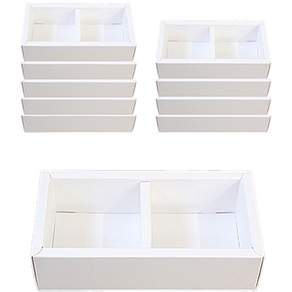 兩格糕點包裝盒組, 白色, 10入