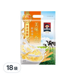 QUAKER 桂格 減糖麥香3合1麥片 10包, 325g, 18袋