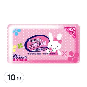 Carnation 康乃馨 寶寶濕巾 補充包 紅兔, 80張, 10包