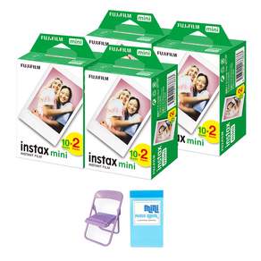 FUJIFILM 富士 instax 馬上看 mini 空白底片 80張+椅子支架(隨機顏色)+迷你相本, 單品, 1組