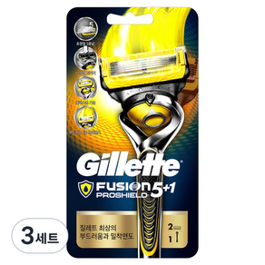 Gillette 吉列 pro shield 5刮鬍刀 黃色+替換式刮鬍刀片, 3組