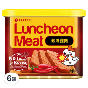 LOTTE 樂天 雞肉午餐肉 辣味, 340g, 6罐