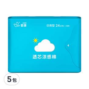 icon 愛康 涼感衛生棉 日用型, 24cm, 8片, 5包