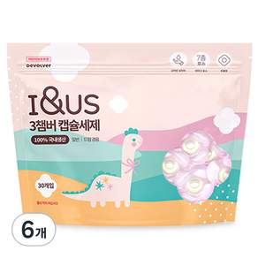 I & Us 7種酵素3室高濃縮清爽花香膠囊洗滌劑, 30入, 6個