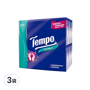 Tempo 得寶 4層加厚迷你紙手帕 抗菌倍護, 18包, 3袋