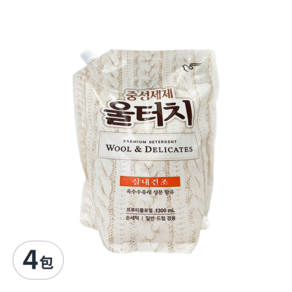 碧珍 WOOL TOUCH 洗衣精補充包, 1.3L, 4包