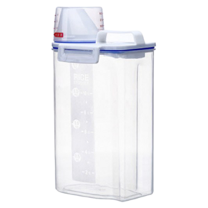 YOGiSSO 寵物飼料保鮮桶 附量杯, 透明, 2.5L, 2個
