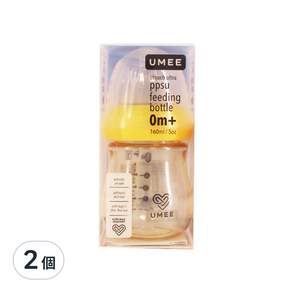 UMEE PPSU奶瓶 第1階段 0歲以上, 暖暖黃, 160ml, 2個