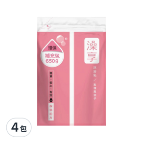 澡享 沐浴乳補充包 玫瑰風信子, 650g, 4包