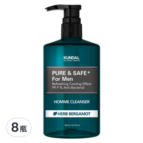 KUNDAL 昆黛爾 清爽型男性護理液 佛手柑香, 300ml, 8瓶