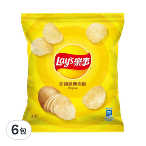 Lay's 樂事 洋芋片 美國經典原味, 34g, 6包