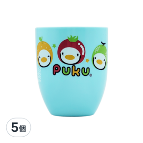 PUKU 藍色企鵝 漱口杯 240ml, 水藍色, 5個