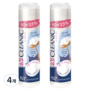 CLEANIC 柔軟舒適化妝棉 圓形, 107入, 4個