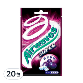 Airwaves 極酷嗆涼無糖口香糖 紫冰野莓口味, 28g, 20包