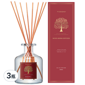 VERDO Niche Arome 擴香瓶, 玫瑰香, 250ml, 3瓶