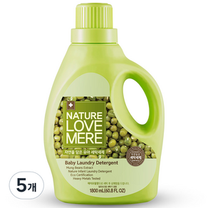 NATURE LOVE MERE 嬰幼兒衣物洗衣精 綠豆香, 1.8L, 5瓶