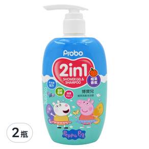 Probo 博寶兒 植萃洗髮沐浴露 佩佩豬 柚果香氛, 500ml, 2瓶