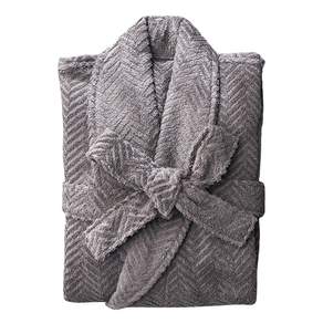 SOFT TOUCH 人字紋飯店式浴袍 40支棉, 1個, 炭灰色