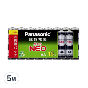 Panasonic 國際牌 錳乾電池3號, 16入, 5組