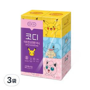 Codi Art&Pokemon寶可夢 迷你雙層面紙, 230張, 6盒, 3袋