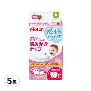 pigeon 貝親 草莓潔牙濕巾 42張, 5包