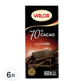 西班牙 VALOR 70%純黑巧克力片, 100g, 6片