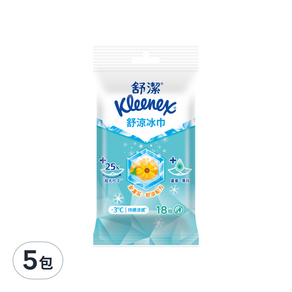 Kleenex 舒潔 舒涼冰巾 #84203, 18張, 5包