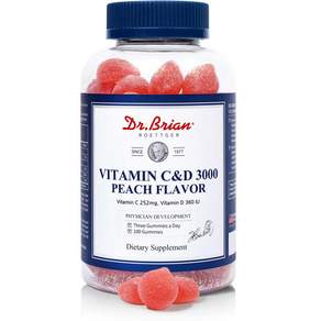 Dr.Brian 維他命C&D軟糖 水蜜桃口味 300g, 100顆, 1罐