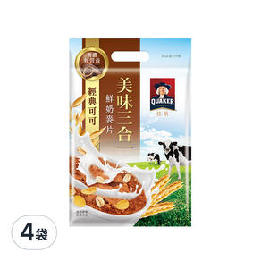 QUAKER 桂格 經典可可3合1麥片, 280g, 4袋