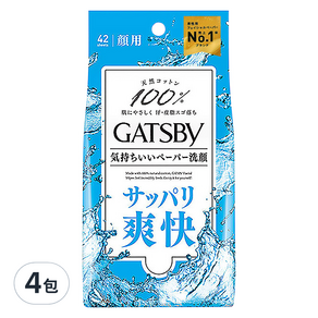 GATSBy 涼感濕紙巾 涼爽型, 42張, 4包