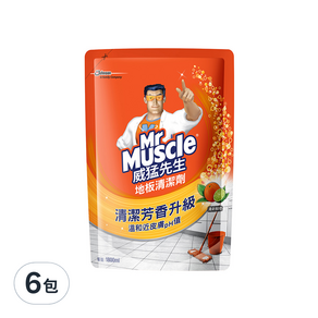 Mr Muscle 威猛先生 地板清潔劑補充包 清新鮮橙, 1.8L, 6包