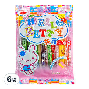 TONG JIH 統記食品 Hello Betty 蒟蒻果凍條 綜合口味, 300g, 6袋