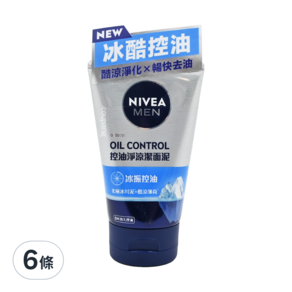 NIVEA 妮維雅 男士控油淨涼潔面泥, 100g, 6條