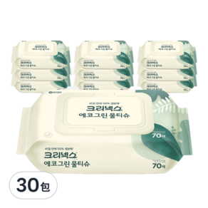 Kleenex 舒潔 環境友善掀蓋式濕紙巾, 70張, 30包