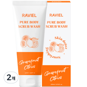 Raviel Pure Body Scrub Wash 葡萄柚柑橘香味, 200ml, 2個