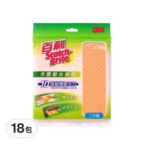 3M Scotch-Brite 百利 木漿吸水抹布 2片入, 18包