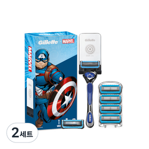 Gillette 吉列 美國隊長聯名PROSHIELD系列刮鬍刀組, 刮鬍刀+刀片(6入)+美國隊長刮鬍刀架, 2組