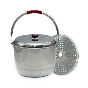 STF 電磁爐適用不鏽鋼手提湯鍋+蒸盤+鍋蓋, 38cm, 銀色