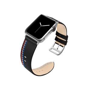 IAMPANDA Apple Watch SE/6/5/4/32/1智慧手錶縫線皮革錶帶, 黑色的