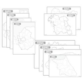 Map.Come 韓國縣市界線著色地圖+9種省份著色地圖 A3, 1套