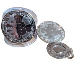 Bitcoin Ball Marker 2p + Case 2p Set, 銀