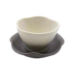 月鹽手工瓷花瓣茶杯套組, 炭灰色, 1個