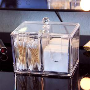 透明壓克力化妝棉收納盒, 透明, 1入