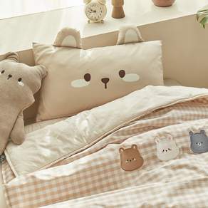 shez Home DTP 超細纖維 動物造型枕頭 含枕芯, 米色小熊款