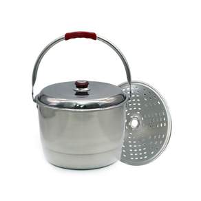 STF 電磁爐適用不鏽鋼手提湯鍋+蒸盤+鍋蓋, 35cm, 銀色