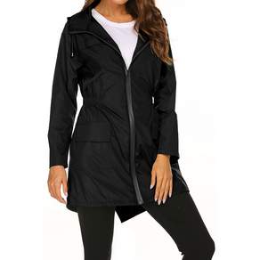 藍色 Season 女式高爾夫雨衣功能性防水風衣外套, 別緻的黑色