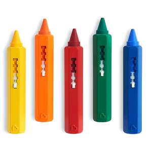 munchkin 滿趣健 浴室彩繪蠟筆組 3~8歲適用, 黃色+橘色+紅色+綠色+藍色, 1組