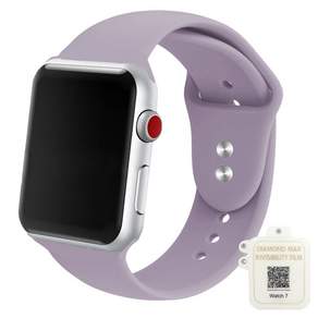 Mohallab Apple Watch 3/4/5/6/7/SE 兼容矽膠雙扣錶帶 + 保護膜 1 件套, 04 薰衣草, 42mm