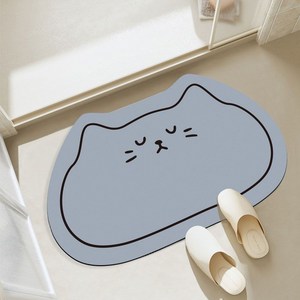 MF스토어 귀여운 빨아쓰는 깨지지 않는 두꺼운 캣츠 규조토 발매트, 라이트 블루